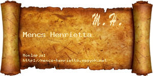 Mencs Henrietta névjegykártya